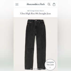 Abercrombie and Fitch The 90s Straight Ultra High Rise black ripped jeans